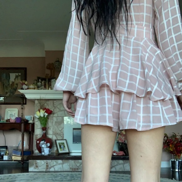 Goodnight Macaroon pink and white grid print romper - Picture 8 of 10